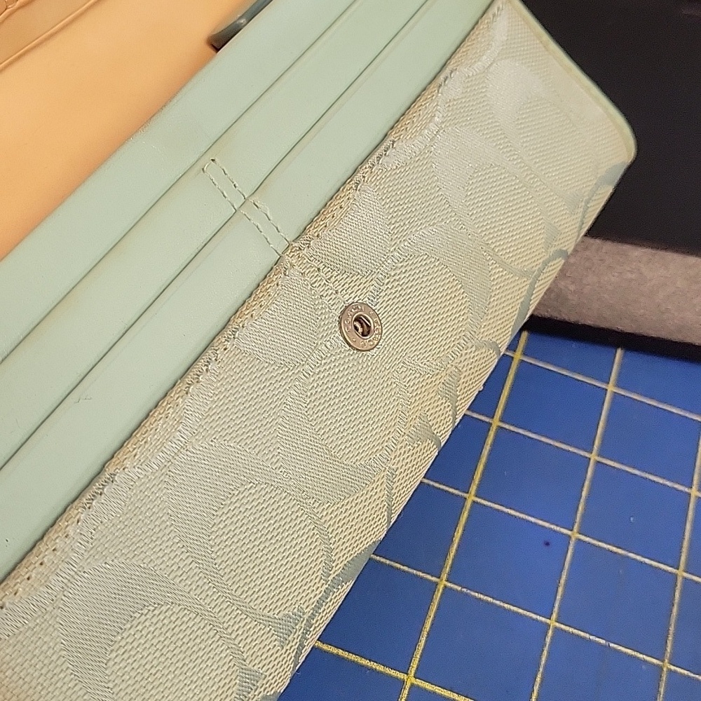 Coach Blue Suede Accent Wallet 12.5 X 4" - Picture 12 of 15